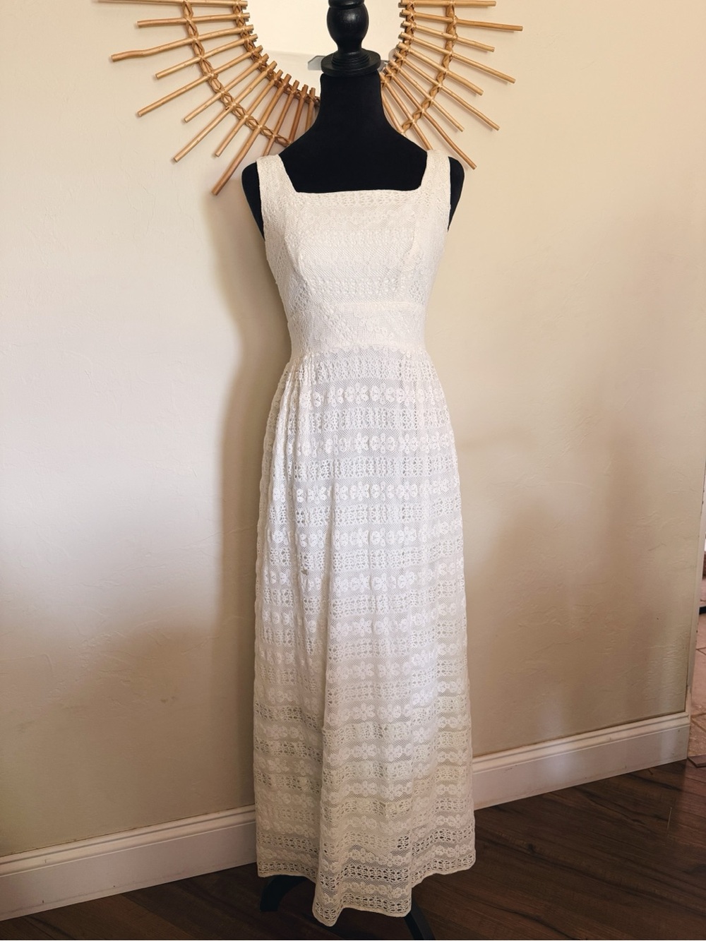 1960s/1970s Union Made Lace Dress with Mint Ribbon Detail